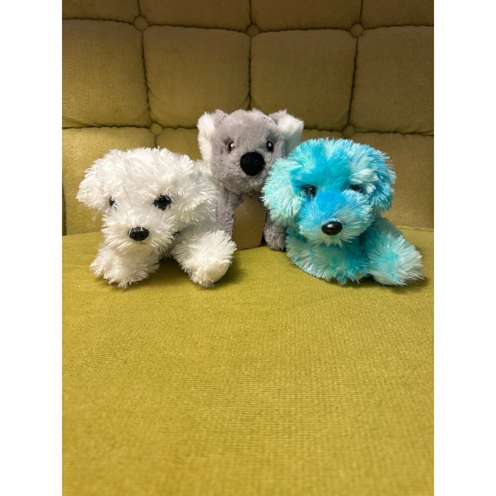 Lot of 3 Aurora Plush - 2 Dogs With Jeweled Collars and 1 Koala. 6"-8" Plushie